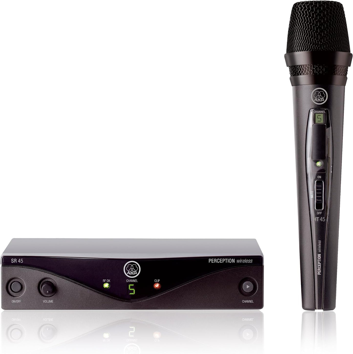 AKG Pro Audio Perception Wireless Microphone System with SR45 Stationary Receiver and PT45 Pocket Transmitter- Vocal Set (3251H00010)