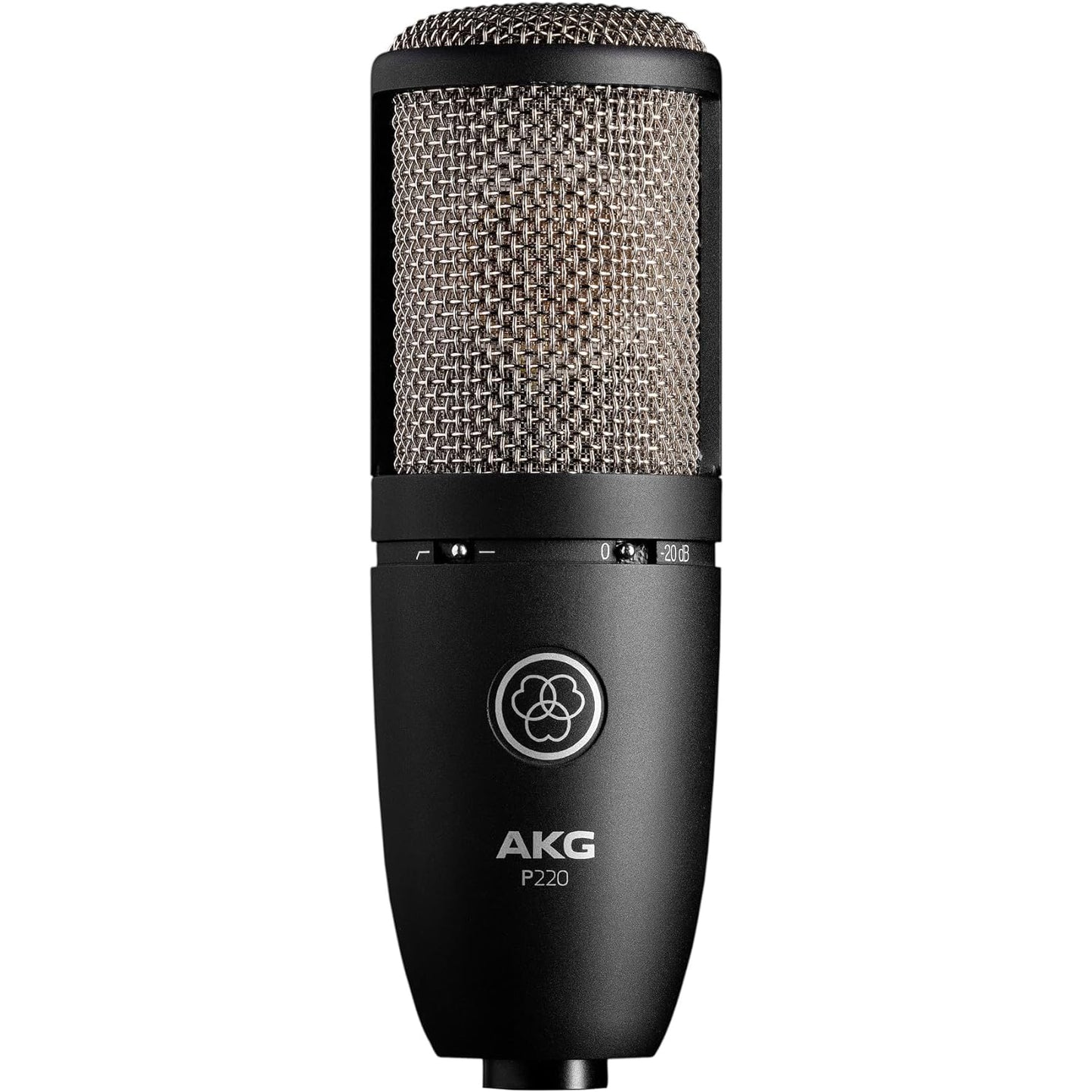 AKG Pro Audio P220 High-Performance Condenser Microphone, Great for Vocals, Guitar, Brass. XLR Connector, Black