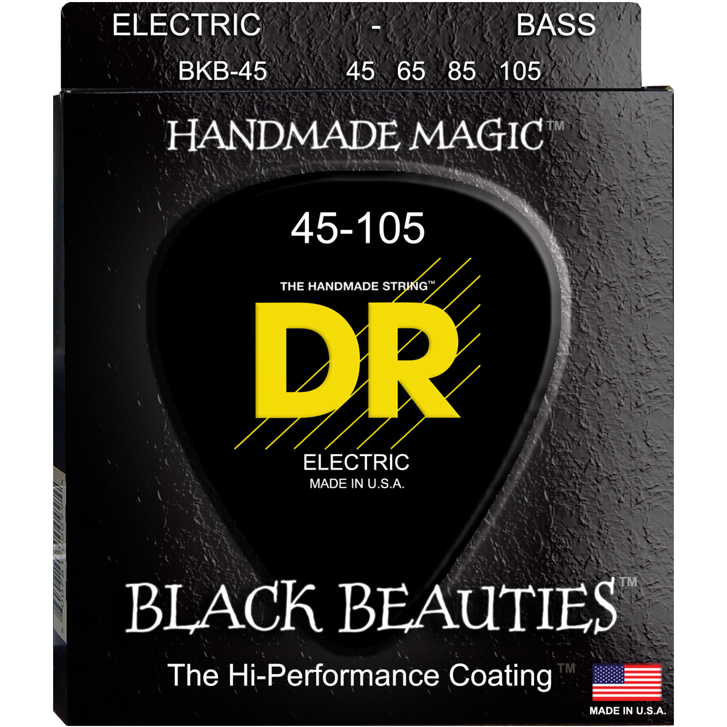 DR Strings BKB-45 Black Beauties Colored Bass Strings. 45-105 Black