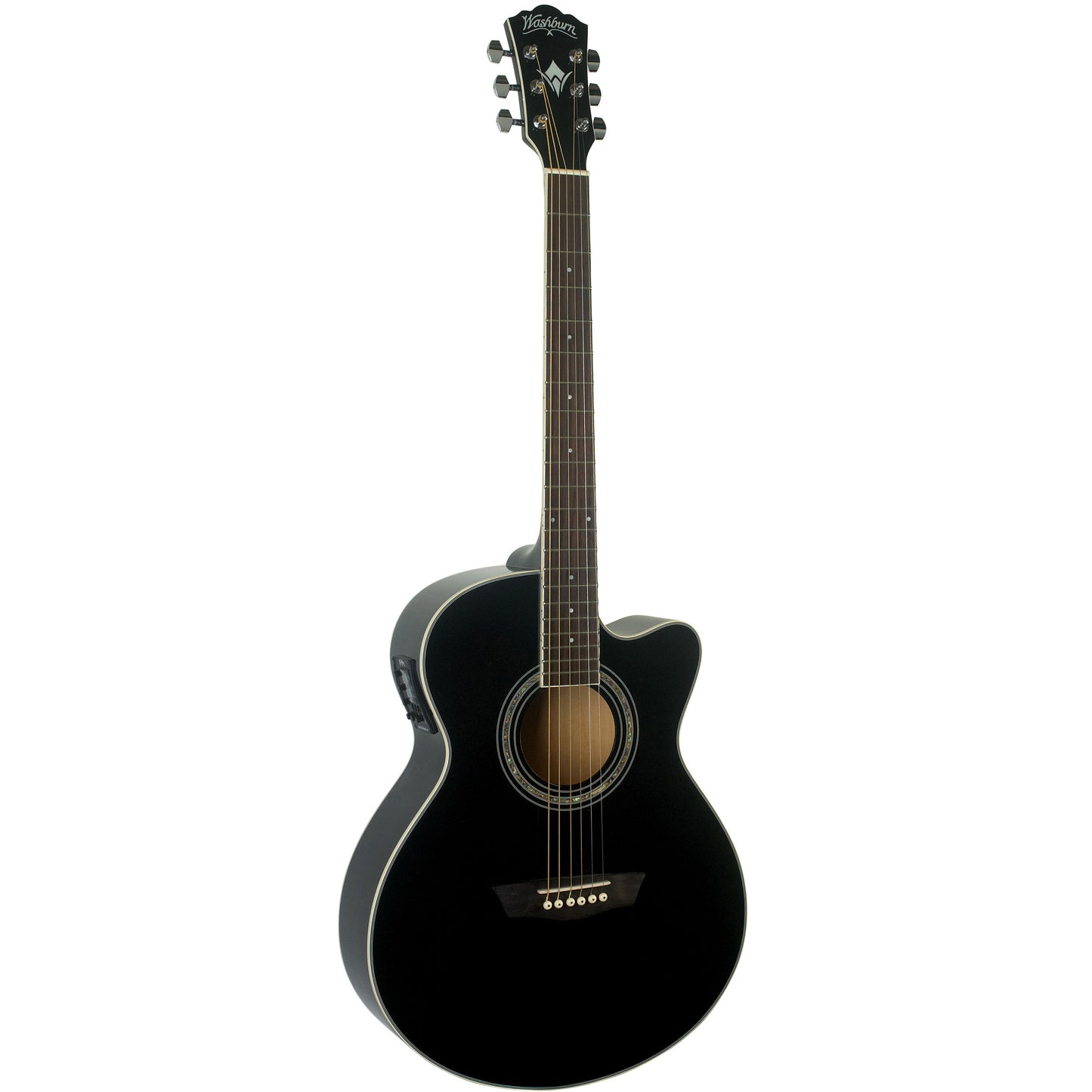 Washburn EA12 Festival Series Mini Jumbo Cutaway Acoustic Electric Guitar. Black