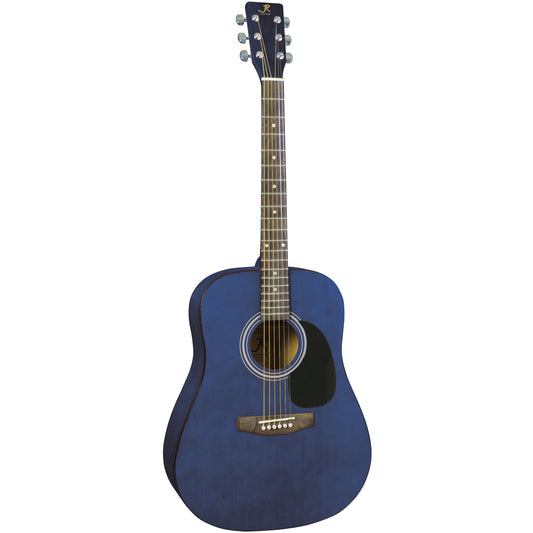 J Reynolds JR65TBL Dreadnought Acoustic Guitar. Trans Blue