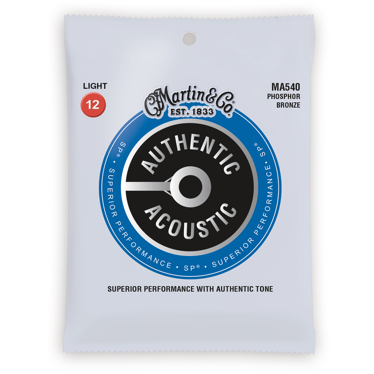 Martin MA540 Authentic Acoustic SP 92/8 Phosphor Bronze Light Guitar Strings. 12- 54