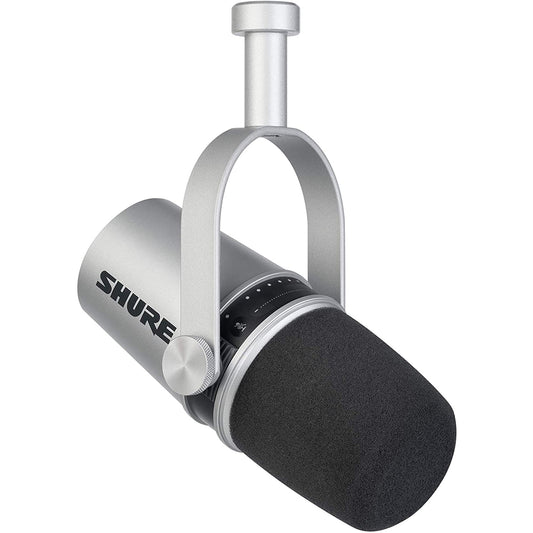 Shure MV7-K Podcast Microphone. Silver