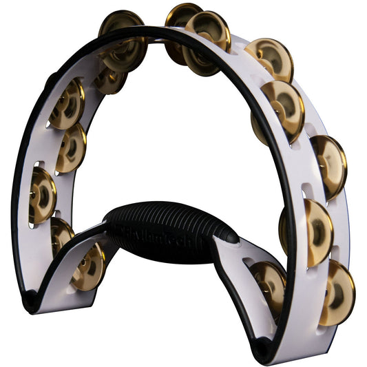 Rhythm Tech RTPRO21 Pro Tambourine. White with Black Brass Jingles