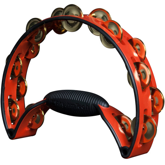 Rhythm Tech RTPRO31 Pro Tambourine. Red with Black Brass Jingles